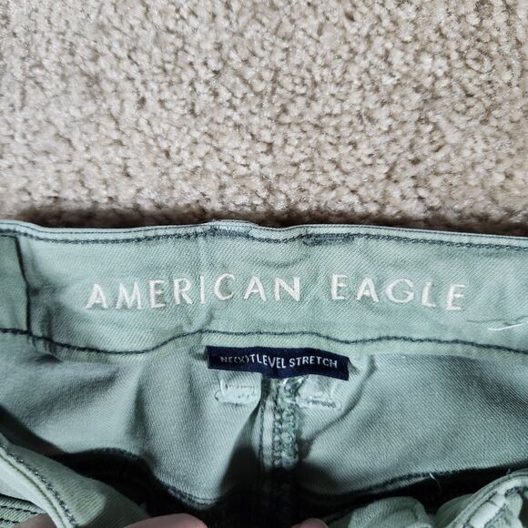 American Eagle Next Level Stretch Hi-Rise Jegging Jean Green Blue Denim 4 - Picture 3 of 12